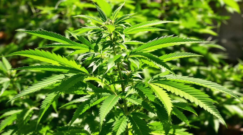 marijuana leaves on a cannabis plant